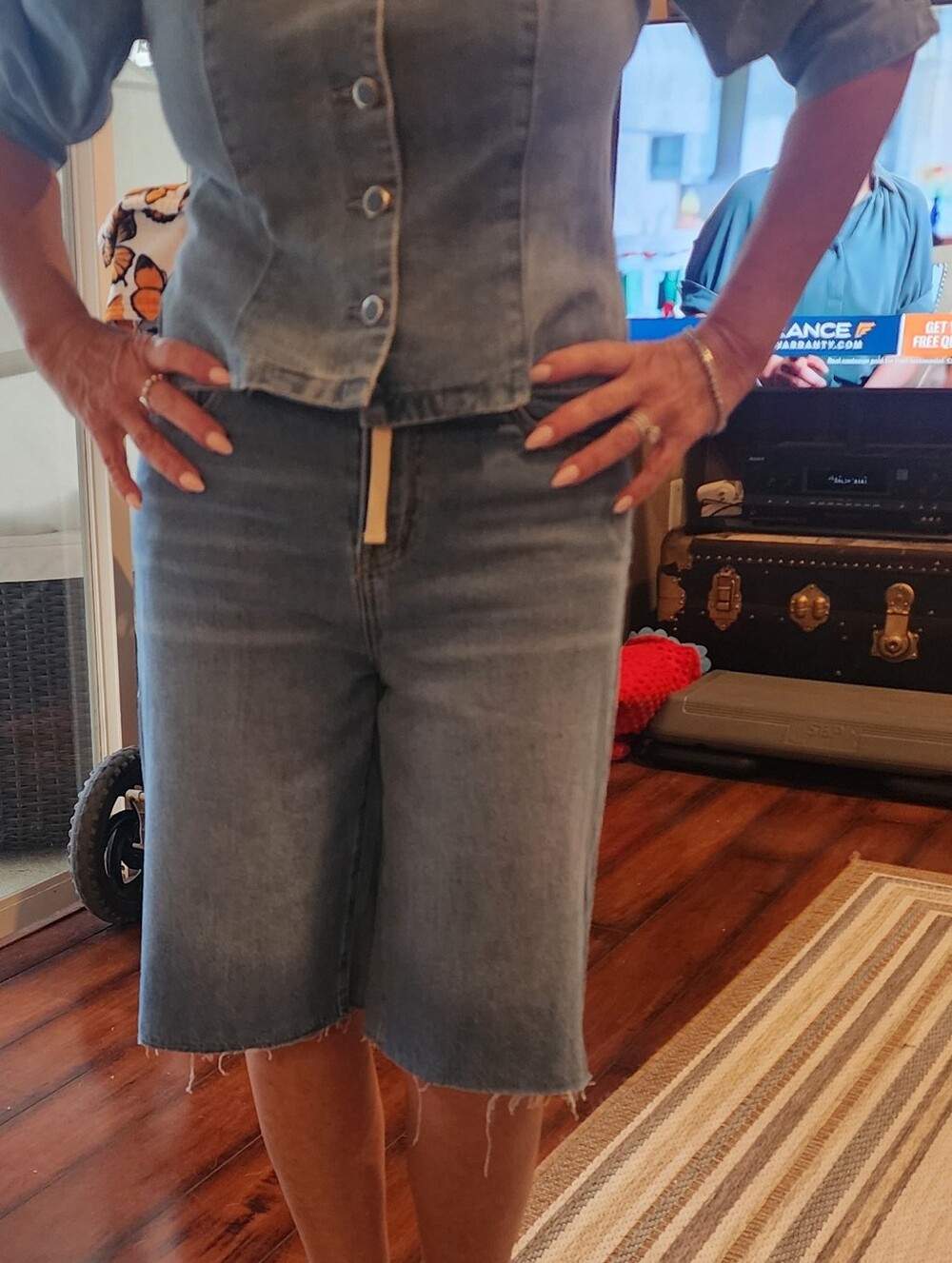 Frye Medium Blue Denim Drawstring Jean Jorts